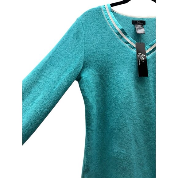 Aria Teal Paisley V-Neck Woman's Polyester Blend Pajama Pullover Top Size Small - Picture 3 of 5